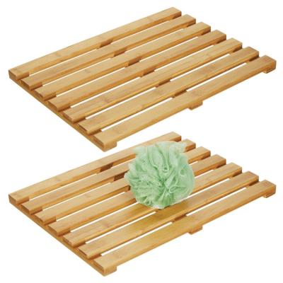 China Sustainable Eco-Friendly Bamboo Non Slip Rectangular Spa Bath Mat Bathroom Shower Mat Floor Bath Mat for sale