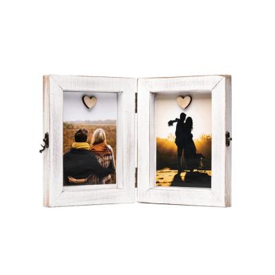 China Wholesale Decorative Photo Frame Custom Hinged Double Picture Frame Wall Picture Frame Rustic Vintage Photo Frame for sale