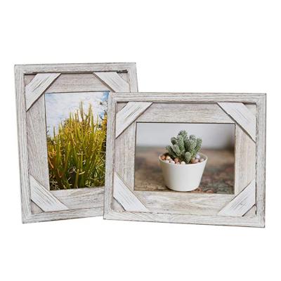 China Best Photo View Decorative Selling Old Unpolished Natural White Finish Wood Picture Frame Table Display for sale