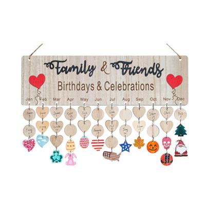 China Hot Sale New Imitation Antique Design Wooden Family Birthday Reminder Calendar Board Mothers Day Christmas Birthday Gifts for sale