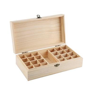 China Handmade Durable Wooden Storage Box 24 Grids Large Capacity Essential Oil Bottle Packing Boxes Gift Packaging for sale