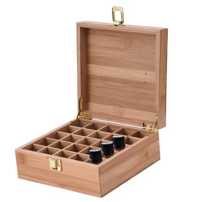 China Simple Modern Essential Oil Wooden Slots Art 25 Storage Case Essential Oil Box Handmade Exquisite Package Box for sale