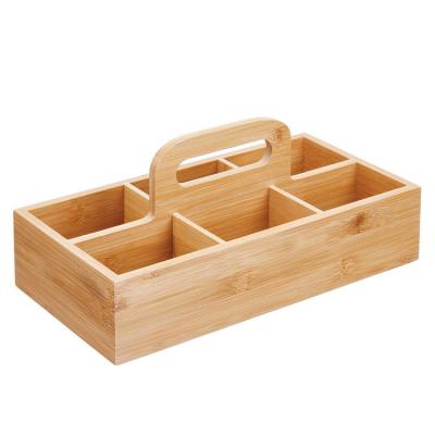 China Handmade Custom Kitchen Storage Organizer Natural Bamboo Box With Handle for sale