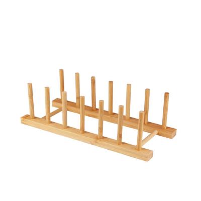 China Sustainable Natural Bamboo Dish Rack Kitchen Drawer Organizer Cooking Dry Lid Display Rack for sale