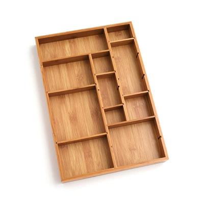 China China Adjustable Removable Detachable Organizer 6 Drawer Dividers Wooden Custom Bamboo Tea Box for sale