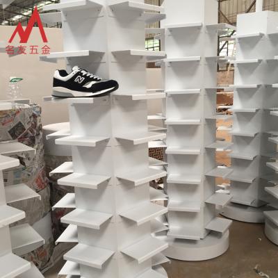 China Original direct white metal floor powder coating factory shoe standing rotation rack for retail shop MY-S0023 for sale