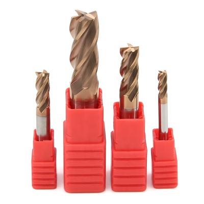 China Wholesale Price PHIPPS 4 Flat Cutter Carbide End Mill Wholesale Price PHIPPS 4 Flute Graphite Steel Gold Coated Wear Resistant Extra Long Square End Mills for sale