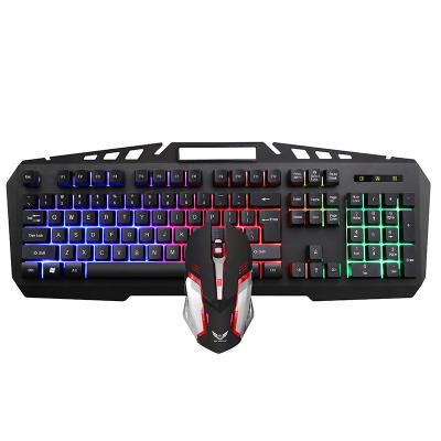 China Two Sets Waterproof Black Gold Color Metal Panel Keyboard And Mouse With RGB Light for sale