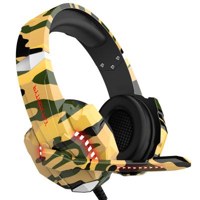 China Usb 3.5mm Earphone Game 2022 Camouflage Gaming Headset RGB Wired Headset Microphone Wired Gaming Headset for sale