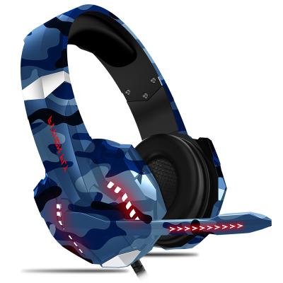 China Usb 3.5mm Earphone Gaming Camouflage Wired Headset RGB Color Omnidirectional Microphone Gaming Lightweight Wired Headset for sale