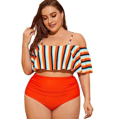 China 2022 Hot Selling Ruffle Plus Size Bikini 2022 Two-Piece Swimsuit Swimwear Sexy Women's Plus Size Bathing Suit for sale