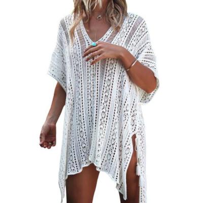 China New Hot Selling V-Neck Mature Women's Swimsuit Breathable Beach Cover Up Mesh Casual Cover Up for sale