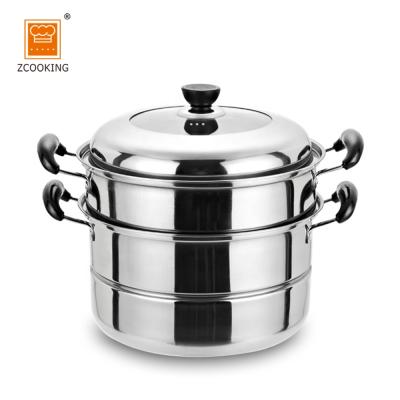 China Sustainable Stainless Steel Food Steamer With 30cm/32cm/36cm Camping Cooking Pot for sale