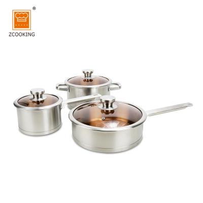 China Sustainable Sale Hot Soup Stock Cooking Pot 6pcs Stainless Steel Cookware Set SS304 for sale