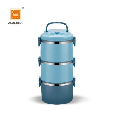 China Steamable Insulated Leakproof Stainless Steel Lunch Box Bento Lunch Box Detachable Thermal Tiffin 3 Layers for sale