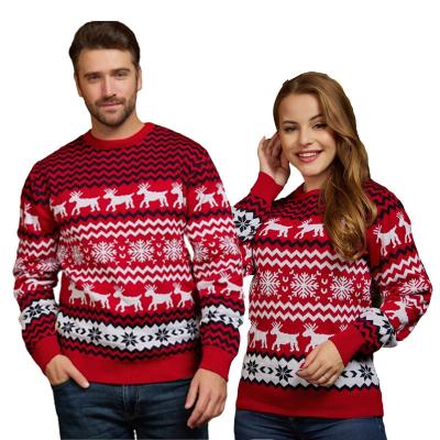 China Wholesale Unisex Ugly Jacquard Knitted Jacquard Knitted Pullovers Christmas Sweater Anti-wrinkle Xmas Sweater Couple Knitted Sweater for sale