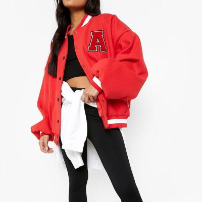 China High Quality Custom Made Anti-wrinkle Women Varsity Jacket Baseball Letterman Jacket Plus Size Unisex Basketball Bomber Jacket for sale