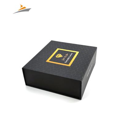 China High End Recyclable Printing Gift Boxes Paperboard Health Products Black Folding Magnetic Handling Packaging for sale