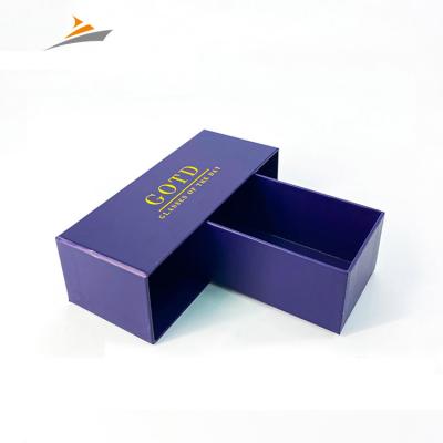 China OEM Factory Supply Recyclable Custom UV Coating Luxury Purple Packaging Cardboard Sliding Drawer Gift Box For Eyeglasses for sale