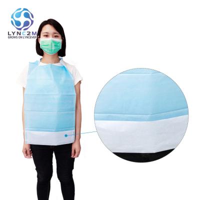 China Hot Selling Surgery Blue Tissue+PE Coated Dental Roll Bib For Personal Protection for sale