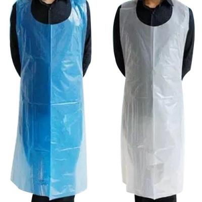 China Wholesale 25 Pcs/Bag Blue White Waterproof PE LDPE Disposable Aprons Factory Disposable Waterproof PE Hot Sale for sale