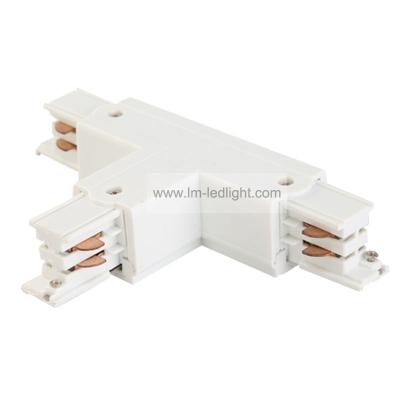 China Modern 3 Circuit Lighting Track T Rail Connector In Black White Universal 3 Phase T Shape Connector for sale