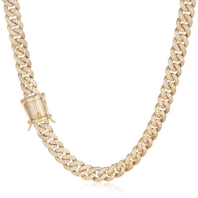 China New Dubai Gold Chain Brass CZ Micro Pave 14k Gold Cuban Link Chain Design For Men for sale