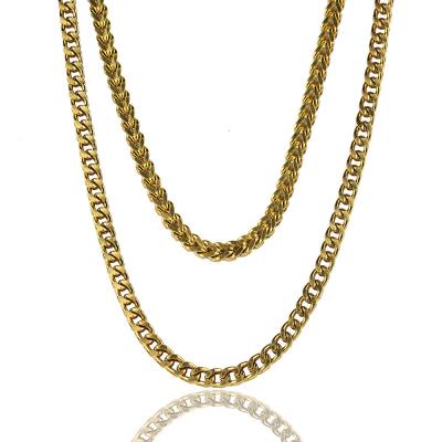 China Newest Wholesale Stainless Steel Double Gold Neck Chain Designs, New Dubai Gold Chain Design For Men for sale