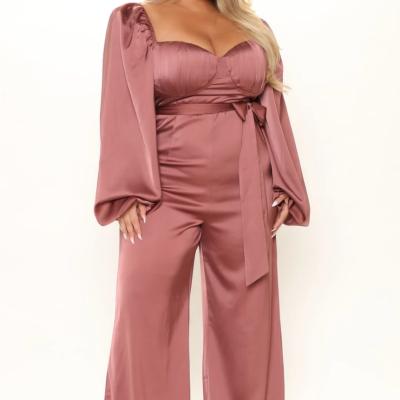 China QUICK DRY plus size jumpsuit stretched satin shaped cup elastic back soft jumpsuit for ladies for sale