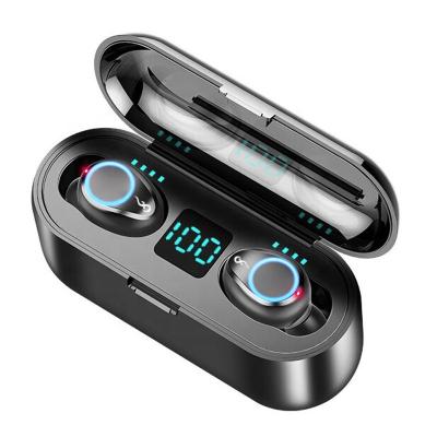 China BT Best Selling F9 TWS Earphone LED Digital Display Radio Earbuds Earphone With Charging Box for sale