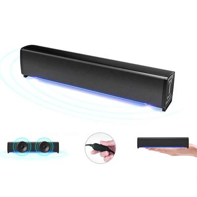 China Phone Feature High Quality 3D Surrounding Sound Wired Subwoofer Speaker Mini Desktop Portable Sound Bar Smart Speaker With Lights for sale