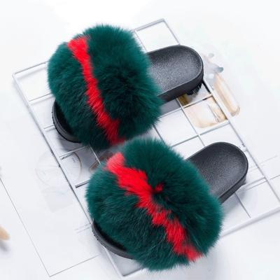 China Fashion Trend Loose Fur Slides With Sandals For Women Fur Indoor Home Slippers for sale