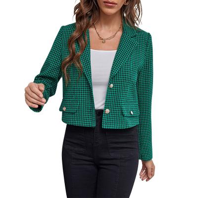 China OEM Factory Customs Office Ladies Fashion Reversible Short Jacket Notched Collar Vintage Jackets Women for sale