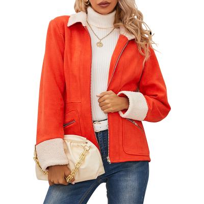 China Custom Factory Womens Winter Reversible Coats Open Zipper Turn-Down Collar Womens Fleece Coats for sale