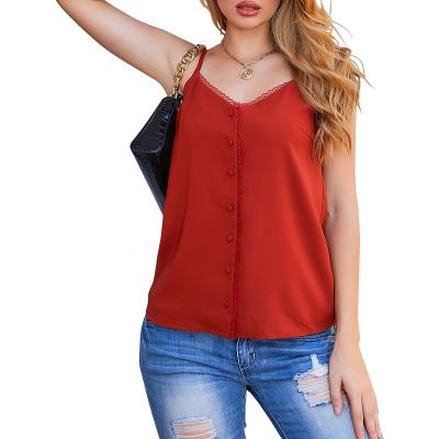 China Summer Comfy Vest QUICK DRY Customized Sleeveless Button Up Blouse Shirt Women Tank Tops Casual Camisole Breathable for sale