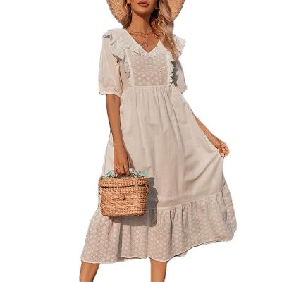 China Breathable Factory Customized Women Dresses Short Sheath White Loose Breathable Summer Beach Casual Maxi Long Dress Dress for sale