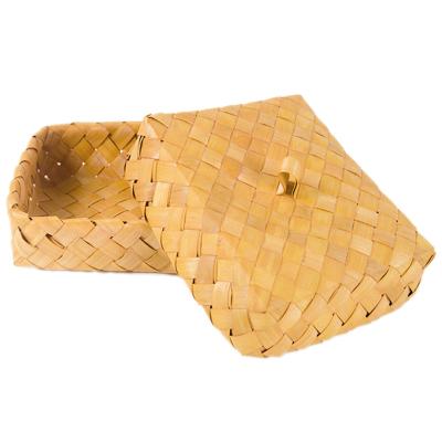 China Folding Organizing Rectangle Shape Natural Wood Clip Small Egg Basket for sale