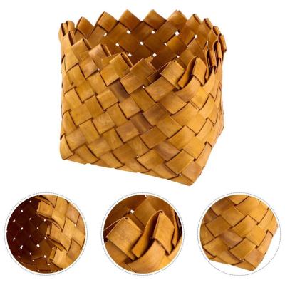 China Viable Wooden Chip Storage Basket Organizing Basket Wood Chip for sale