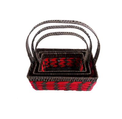 China Lined Handweave Folding Wooden Picnic Basket With Cover And Folding Handles for sale