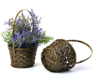 China Sustainable Handwoven Natural Bamboo Basket Flower Stained Bamboo Basket Large for sale