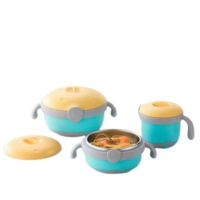 China Contemporary New High quality 316 Stainless Steel thermal kid food bowl Water injection insulation bowl for children with lid for sale