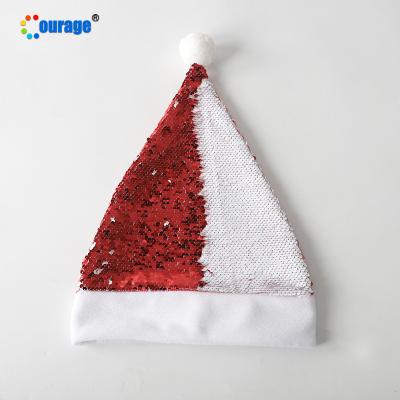 China Custom Private Christmas Logo Magic Santa Hat Sublimation Blank Christmas Ornament Christmas Hat for sale