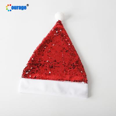 China Custom Private Logo New Arrive Sequin Sublimation Christmas Ornaments Christmas Hat for sale