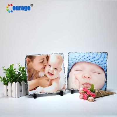 China home decoration sublimation etc. coated custom printing artware blanks rock slate photo frame 20*20cm for sale