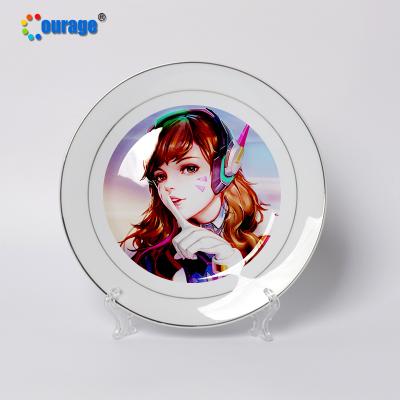 China Viable Sublimation Coating Restaurant Dish Ceramic Dinner Dishes 8 Inch for sale