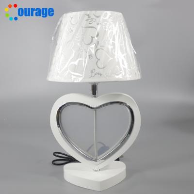 China Sublimation White Modern Table Lamp Modern Desk Lamp With Double Side Heart for sale