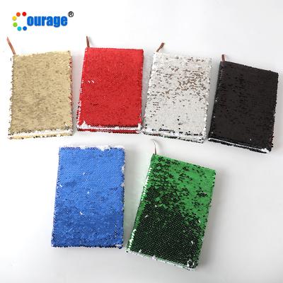 China Magnetic Sequin Decoration Blank Glitter A6 Sublimation Notebook For Custom Printing for sale