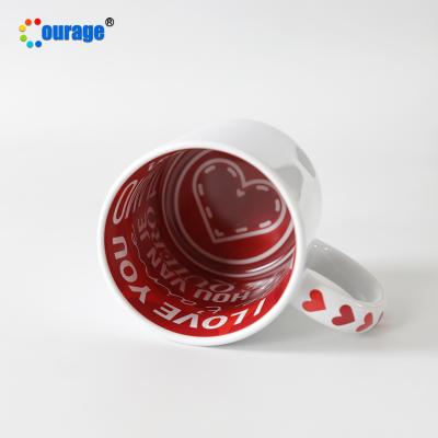 China Sublimation Viable Inner Coated Mug Design Ceramic Empty Love Sublimation Mugs White 11oz Outside Wholesale for sale