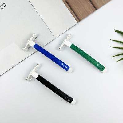 China Hotel Rubber Handle Amenities Safety Blade Safety Blade Hotel Portable Shaving Rubber Disposable Razor for sale