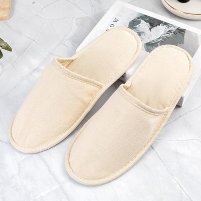 China Custom Disposable Spa Commode Slippers Odorless Biodegradable Hotel Cotton Hemp Cotton Slippers for sale